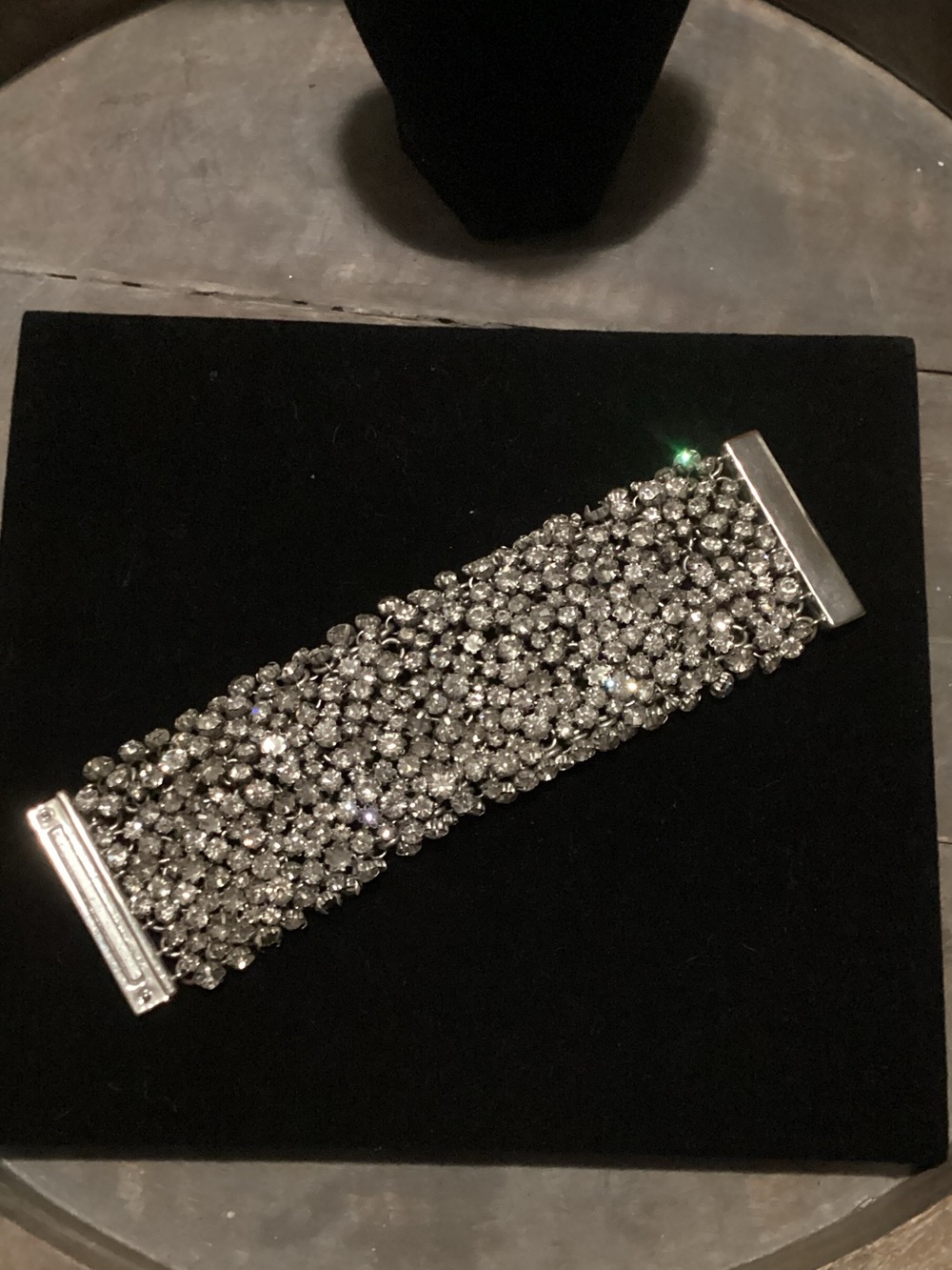 Sparkling Wide Crystal Bracelet - Silver Tone